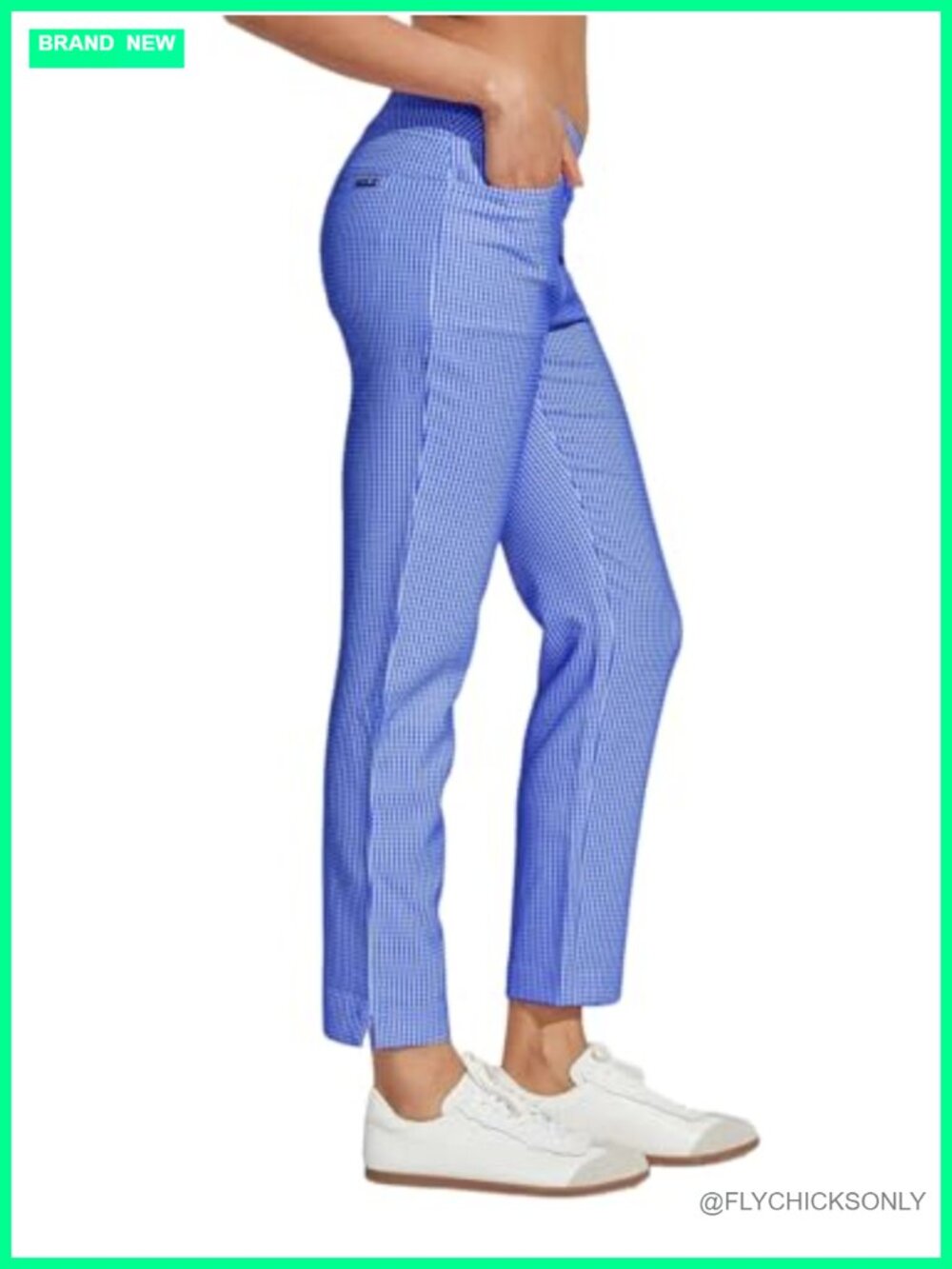 Women's Golf Pants Stretch Plaid Ankle Pant with Pockets UPF 50+